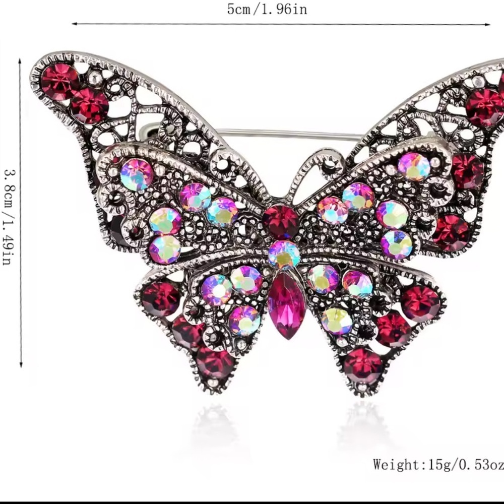 Vintage Butterfly Crystal Brooch - Picture 4 of 8